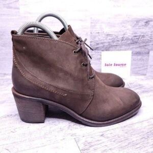 Barney's New York Leather Italian Heeled Oxford Boot Brown sz 36 Women's sz 5.5